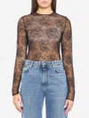 Dolce & Gabbana Floral Lace Long Sleeve Bodysuit In Black