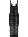 Dolce & Gabbana Calf-length Stretch Chantilly Lace Slip Dress In Schwarz
