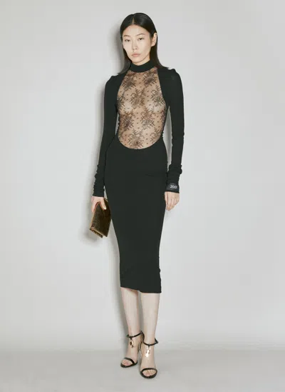 Dolce & Gabbana Chantilly Lace Insert Jersey Dress In Black