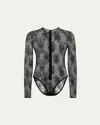 Dolce & Gabbana Women Black Bodysuit With All-over Floral Embroidery And Semi-sheer Design In Stretc In Black