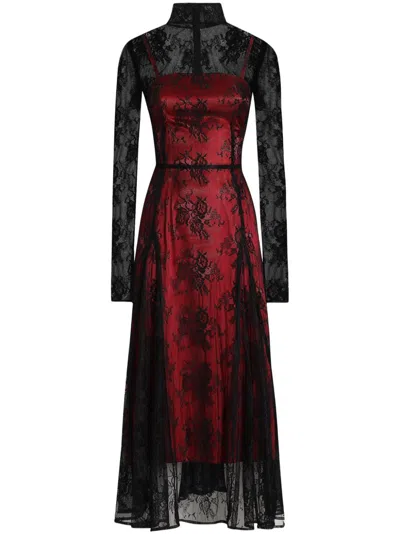 Dolce & Gabbana Chantilly Lace Midi Dress In Black