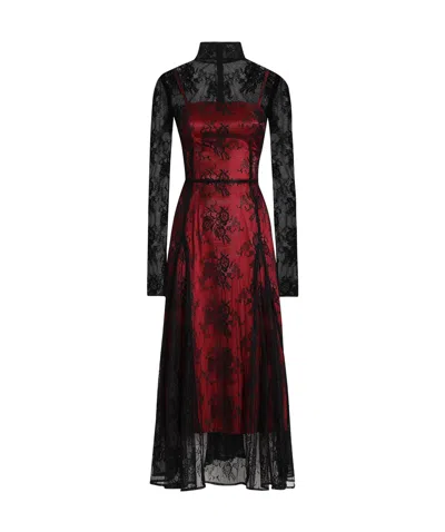 Dolce & Gabbana Chantilly Lace Fit-flare Midi Dress In Black