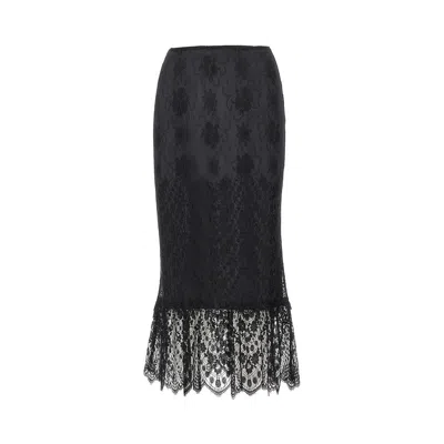 Dolce & Gabbana Chantilly Lace Midi Skirt In Black
