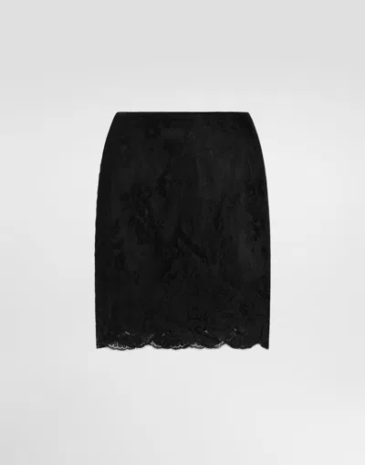 Dolce & Gabbana Chantilly Lace Mini Skirt In Black
