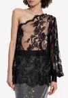 Dolce & Gabbana Chantilly One Shoulder Lace Blouse In Black