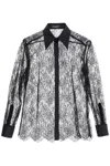 Dolce & Gabbana Black Slim Shirt With Satin Details In Chantilly Lace In Nero (black)