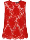 Dolce & Gabbana Floral Lace Scalloped Hem Top In Red