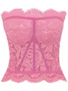 Dolce & Gabbana Chantilly-lace Strapless Top In Pink
