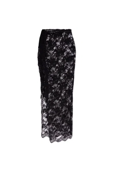 Dolce & Gabbana Chantilly Midi Lace Skirt In Black