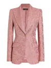 Dolce & Gabbana Quilted Jacquard Turlington Jacket With Floral Pattern In Light Grey