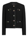 Dolce & Gabbana Jeweled Button Boucle Jacket In Black