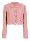 Dolce & Gabbana Pink Crop Jacket With Logoed Buttons In Light Pink