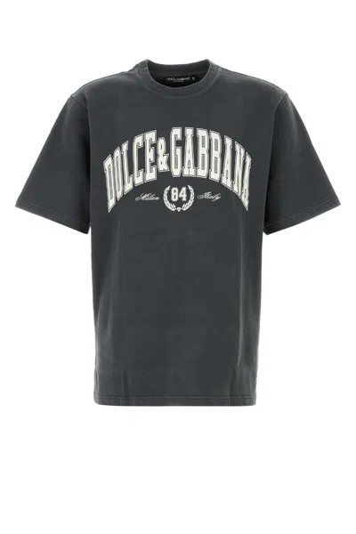 DOLCE & GABBANA CHARCOAL COTTON T-SHIRT