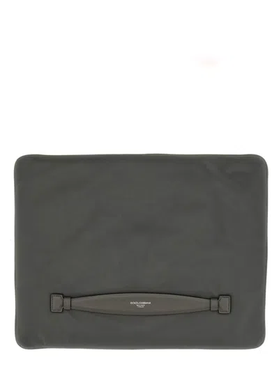 DOLCE & GABBANA DOLCE & GABBANA CHARCOAL FABRIC CLUTCH