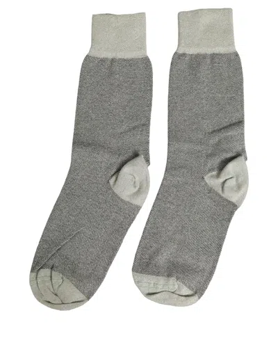 Dolce & Gabbana Charcoal Grey Logo Mid Calf Women Accessory Socks