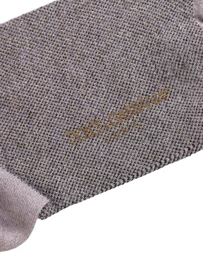 Dolce & Gabbana Charcoal Grey Logo Mid Calf Women Accessory Socks