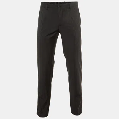 Pre-owned Dolce & Gabbana Charcoal Grey Pin Striped Wool Tailored Pants S