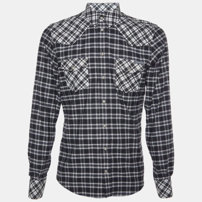 Pre-owned Dolce & Gabbana Charcoal Grey Plaid Check Cotton Long Sleeve Shirt M