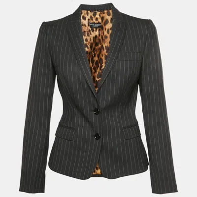 Pre-owned Dolce & Gabbana Charcoal Grey Stripe Wool Blend Single Breasted Blazer S In Gray