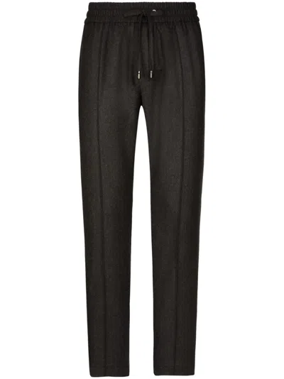 Dolce & Gabbana Straight-leg Wool Track Pants In Grey