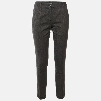 Pre-owned Dolce & Gabbana Charcoal Grey Wool Slim Fit Trousers S In Gray