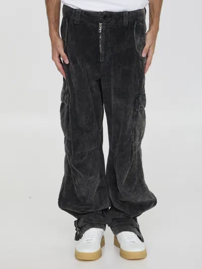 Dolce & Gabbana Charcoal Stretch Corduroy Cargo Pant