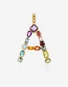 Dolce & Gabbana Rainbow Alphabet A 18 Kt Yellow Gold Charm With Multicolor Fine Gems Gold Female Onesize In Gold