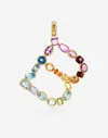 Dolce & Gabbana Rainbow Alphabet B 18 Kt Yellow Gold Charm With Multicolor Fine Gems Gold Female Onesize In Gold