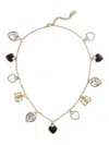 Dolce & Gabbana Adjustable Heart Charm Necklace Crystal Embellishments In Gold