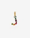 Dolce & Gabbana Rainbow Alphabet J 18 Kt Yellow Gold Charm With Multicolor Fine Gems Gold Female Onesize In Gold