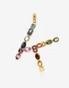Dolce & Gabbana Rainbow Alphabet K 18 Kt Yellow Gold Charm With Multicolor Fine Gems In Gold