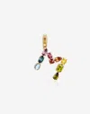 Dolce & Gabbana Rainbow Alphabet M 18 Kt Yellow Gold Charm With Multicolor Fine Gems Gold Female Onesize In Gold