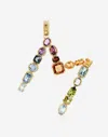 Dolce & Gabbana Rainbow Alphabet M 18 Kt Yellow Gold Charm With Multicolor Fine Gems Gold Female Onesize In Gold
