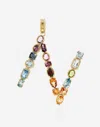 Dolce & Gabbana Rainbow Alphabet N 18 Kt Yellow Gold Charm With Multicolor Fine Gems Gold Female Onesize In Gold