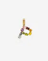 Dolce & Gabbana Rainbow Alphabet P 18 Kt Yellow Gold Charm With Multicolor Fine Gems Gold Female Onesize In Gold