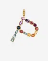 Dolce & Gabbana Rainbow Alphabet P 18 Kt Yellow Gold Charm With Multicolor Fine Gems Gold Female Onesize In Gold