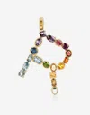 Dolce & Gabbana Rainbow Alphabet R 18 Kt Yellow Gold Charm With Multicolor Fine Gems Gold Female Onesize In Gold