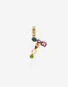 Dolce & Gabbana Rainbow Alphabet T 18 Kt Yellow Gold Charm With Multicolor Fine Gems Gold Female Onesize In Gold
