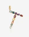 Dolce & Gabbana Rainbow Alphabet T 18 Kt Yellow Gold Charm With Multicolor Fine Gems Gold Female Onesize In Gold