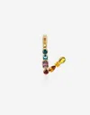 Dolce & Gabbana Rainbow Alphabet V 18 Kt Yellow Gold Charm With Multicolor Fine Gems Gold Female Onesize In Gold