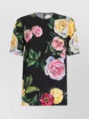 Dolce & Gabbana Peony And Rose Print Silk Charmeuse Blouse In Black