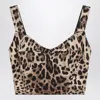 Dolce & Gabbana Charmeuse Bustier With Leopard Print In Brown