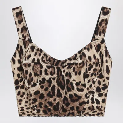 DOLCE & GABBANA CHARMEUSE BUSTIER WITH LEOPARD PRINT