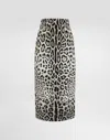 Dolce & Gabbana Leopard Print Charmeuse Longuette Skirt In Print