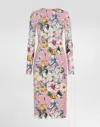 Dolce & Gabbana Silk-blend Floral Print Midi Dress In Print