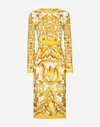 Dolce & Gabbana Majolica Silk-blend Charmeuse Midi Dress In Print