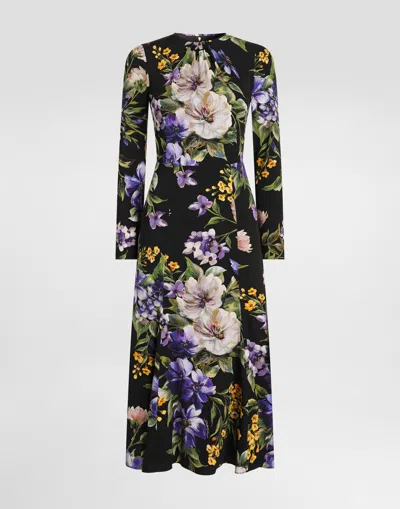 Dolce & Gabbana Charmeuse Dress With Floral Print In Multi