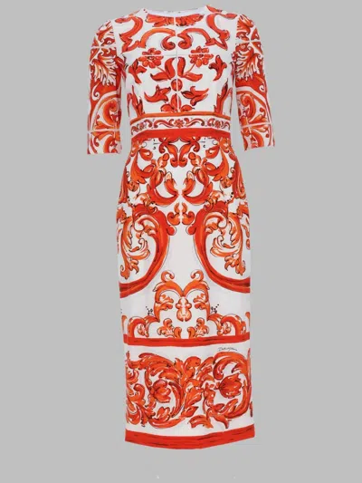 Dolce & Gabbana Charmeuse Print Suit In Mini Length In Orange