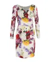 Dolce & Gabbana White Floral Print Silk Long Sleeve Dress In Multi