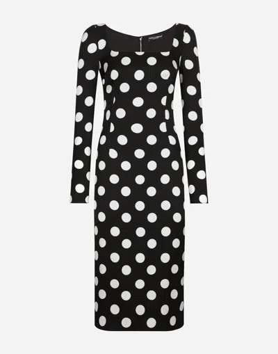 DOLCE & GABBANA CHARMEUSE SHEATH DRESS WITH MACRO POLKA-DOT PRINT
